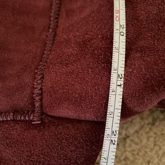 Maroon colored genuine shearling coat - Picture 8 of 8